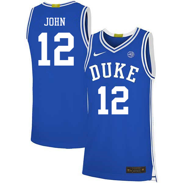 Duke Blue Devils #12 Theo John College Basketball Jerseys Sale-Blue